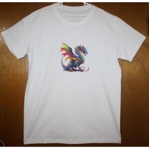 Boys or Girls White SS Graphic T-Shirt Dragon Front New Atleisure Beach Kids